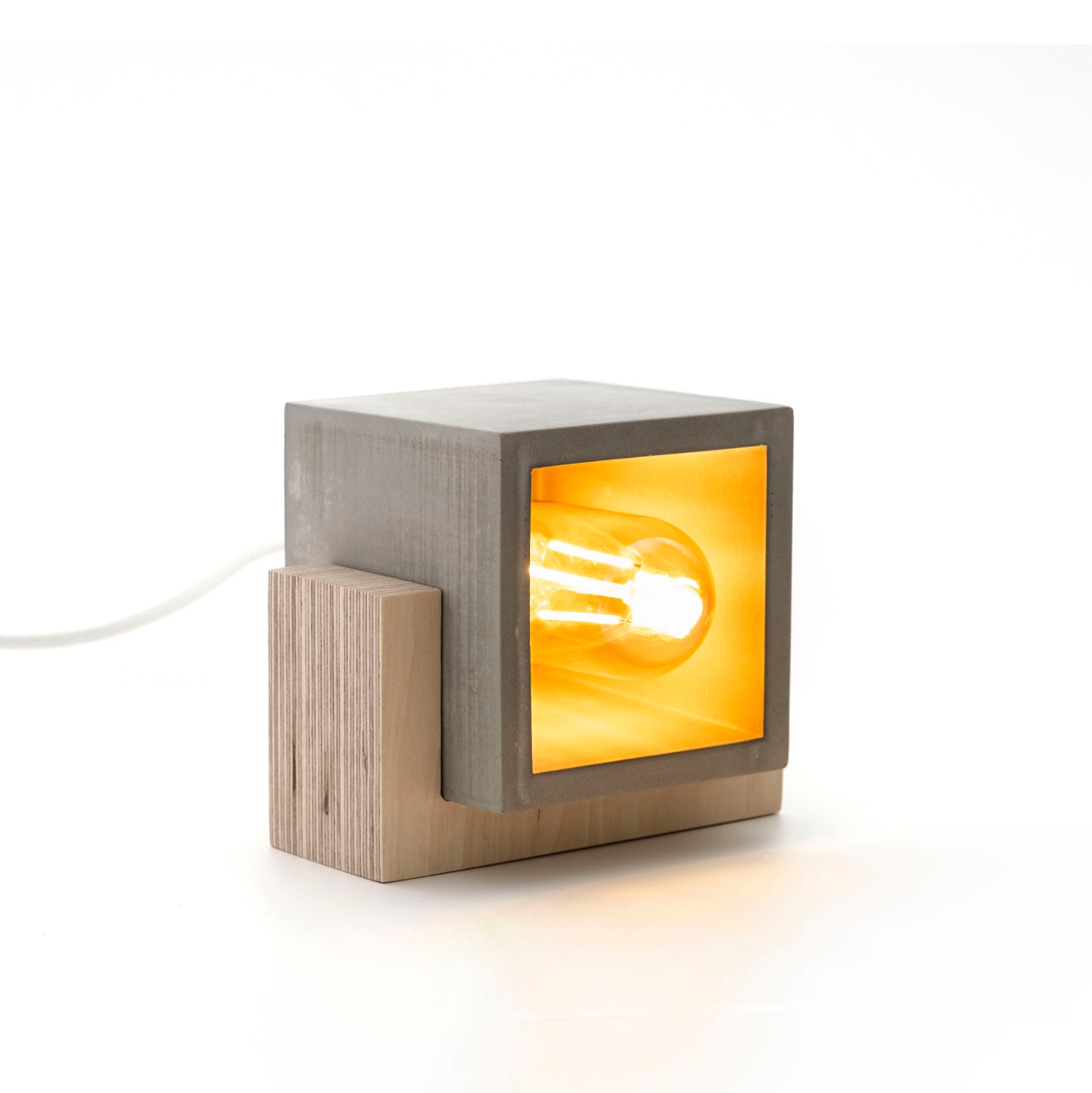 Concrete and Wood Table Lamp